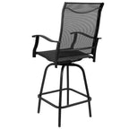 Flash Furniture Valerie Patio Bar Height Stools Set of 2, All-Weather Textilene Swivel Patio Stools and Deck Chairs with High Back & Armrests