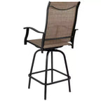 Flash Furniture Valerie Patio Bar Height Stools Set of 2, All-Weather Textilene Swivel Patio Stools and Deck Chairs with High Back & Armrests
