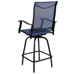 Flash Furniture Valerie Patio Bar Height Stools Set of 2, All-Weather Textilene Swivel Patio Stools and Deck Chairs with High Back & Armrests