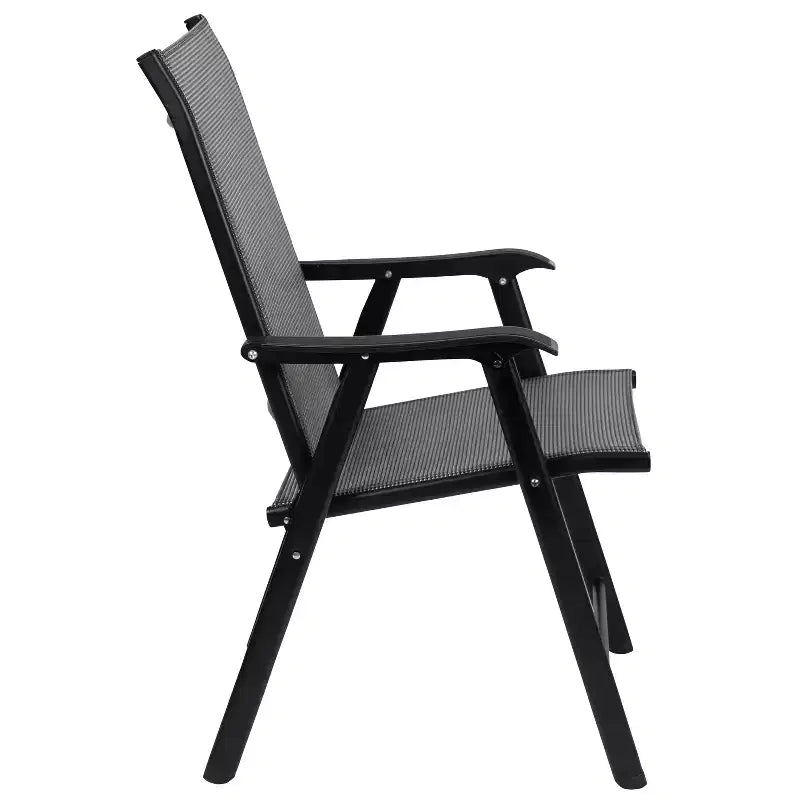Flash Furniture Sedia Pieghevole da Esterno per Patio, Nera, con Imbracatura (Confezione da 2)