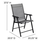 Flash Furniture Sedia Pieghevole da Esterno per Patio, Nera, con Imbracatura (Confezione da 2)