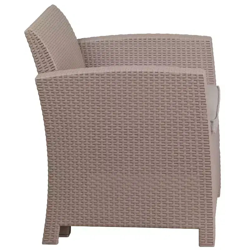 Flash Furniture Faux Rattan Chair with All-Weather Cushion