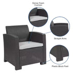 Flash Furniture Faux Rattan Chair with All-Weather Cushion