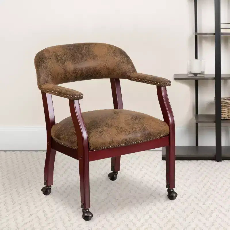 Flash Furniture Conference Chair with Accent Nail Trim and Casters