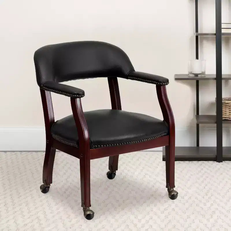 Flash Furniture Conference Chair with Accent Nail Trim and Casters