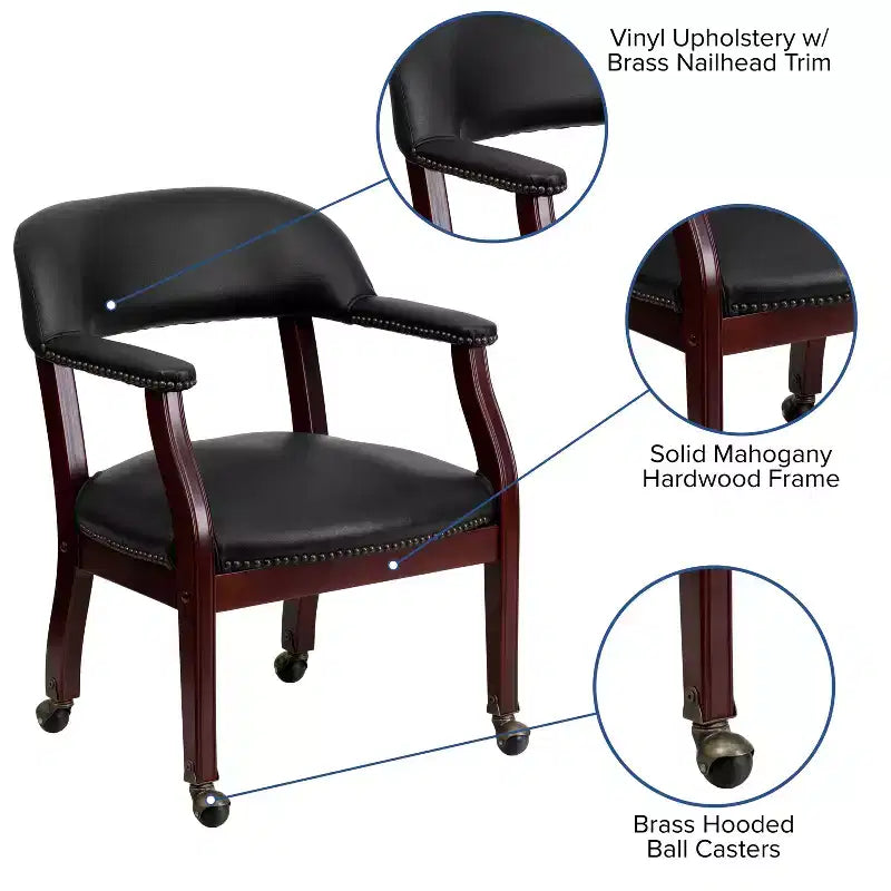 Flash Furniture Conference Chair with Accent Nail Trim and Casters
