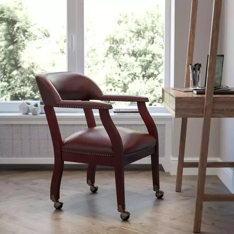 Flash Furniture Conference Chair with Accent Nail Trim and Casters