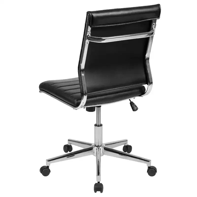 Flash Furniture Mid-Back Armless LeatherSoft Contemporary Ribbed Executive Swivel Office Chair