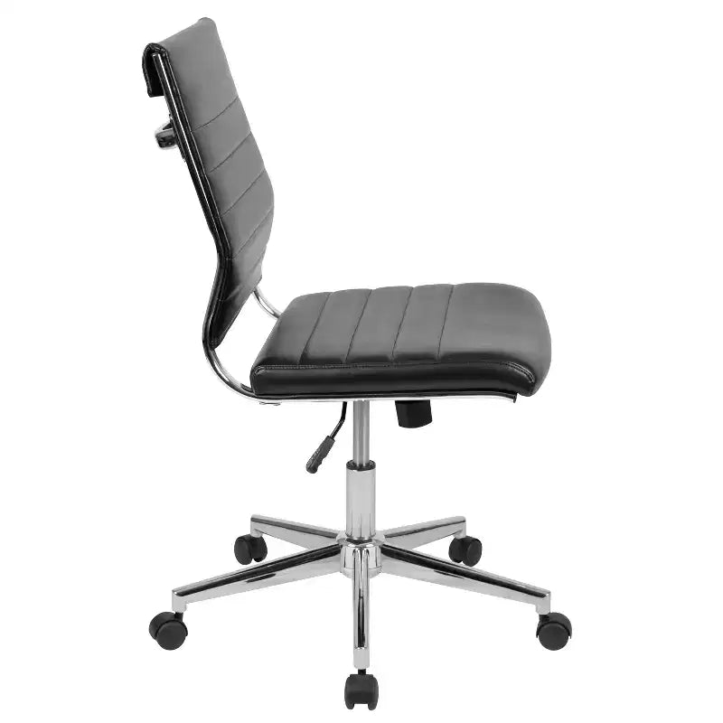 Flash Furniture Mid-Back Armless LeatherSoft Contemporary Ribbed Executive Swivel Office Chair