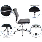 Flash Furniture Mid-Back Armless LeatherSoft Contemporary Ribbed Executive Swivel Office Chair