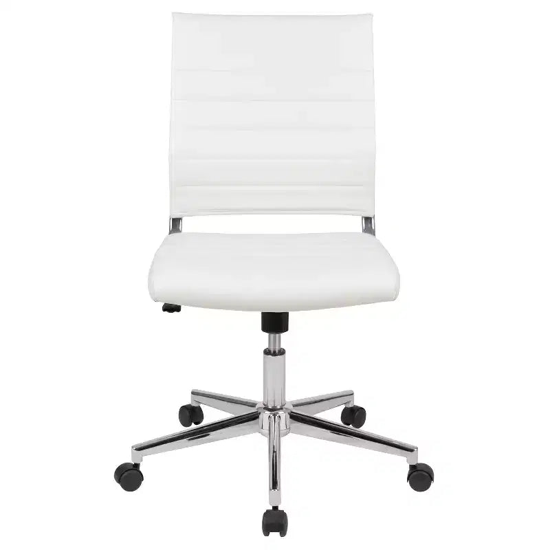 Flash Furniture Mid-Back Armless LeatherSoft Contemporary Ribbed Executive Swivel Office Chair