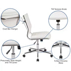 Flash Furniture Mid-Back Armless LeatherSoft Contemporary Ribbed Executive Swivel Office Chair