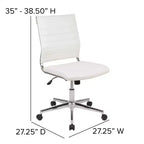 Flash Furniture Mid-Back Armless LeatherSoft Contemporary Ribbed Executive Swivel Office Chair