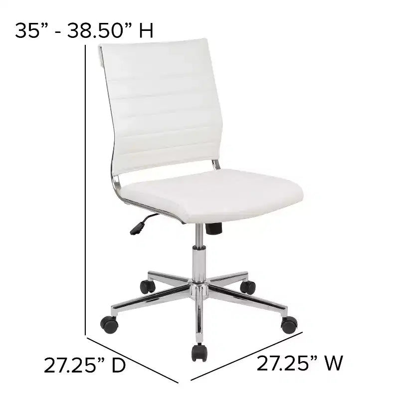 Flash Furniture Mid-Back Armless LeatherSoft Contemporary Ribbed Executive Swivel Office Chair