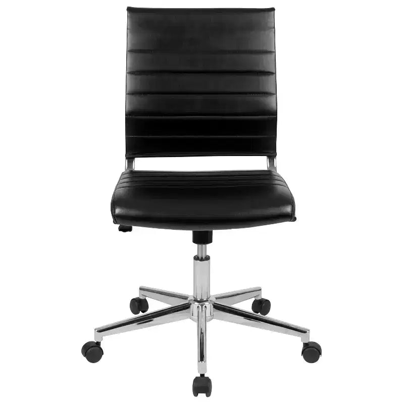 Flash Furniture Mid-Back Armless LeatherSoft Contemporary Ribbed Executive Swivel Office Chair