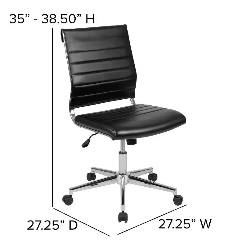 Flash Furniture Mid-Back Armless LeatherSoft Contemporary Ribbed Executive Swivel Office Chair