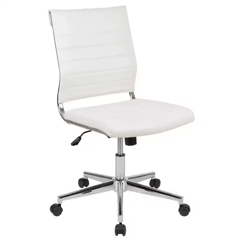 Sedia da ufficio direzionale girevole contemporanea senza braccioli Flash Furniture Mid-Back con schienale a coste in LeatherSoft