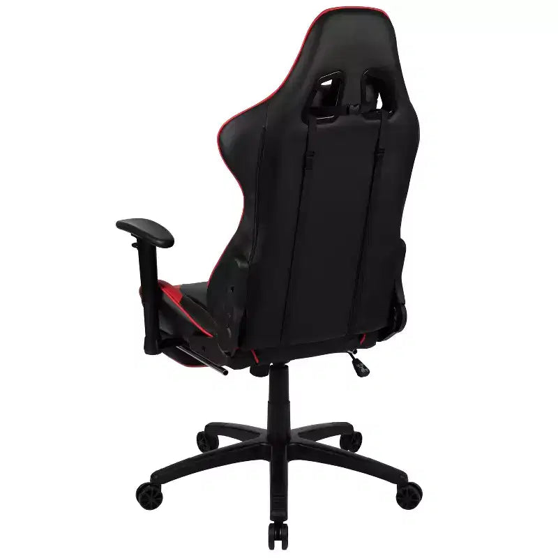 Flash Furniture Sedia da Gaming X30, sedia da ufficio ergonomica da corsa per computer con schienale completamente reclinabile e poggiapiedi estraibile in pelle sintetica rossa