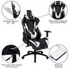 Flash Furniture Sedia da Gaming X30, sedia da ufficio ergonomica da corsa per computer con schienale completamente reclinabile e poggiapiedi estraibile in pelle sintetica rossa