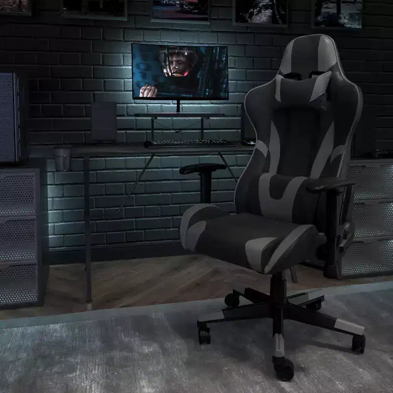 Flash Furniture Sedia da Gaming X30, sedia da ufficio ergonomica da corsa per computer con schienale completamente reclinabile e poggiapiedi estraibile in pelle sintetica rossa