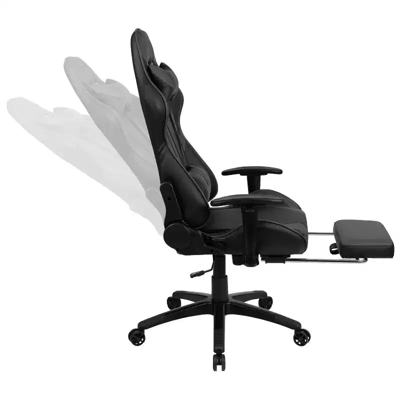 Flash Furniture Sedia da Gaming X30, sedia da ufficio ergonomica da corsa per computer con schienale completamente reclinabile e poggiapiedi estraibile in pelle sintetica rossa