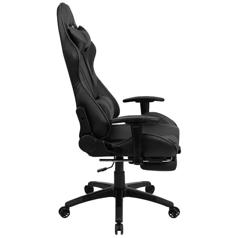 Flash Furniture Sedia da Gaming X30, sedia da ufficio ergonomica da corsa per computer con schienale completamente reclinabile e poggiapiedi estraibile in pelle sintetica rossa