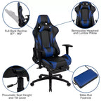 Flash Furniture Sedia da Gaming X30, sedia da ufficio ergonomica da corsa per computer con schienale completamente reclinabile e poggiapiedi estraibile in pelle sintetica rossa