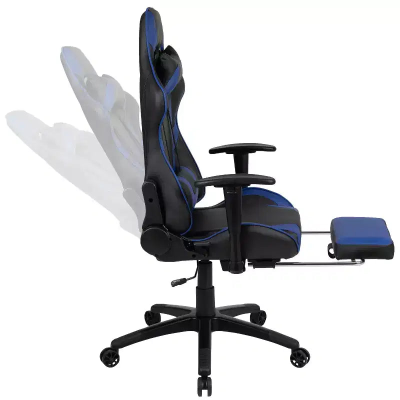 Flash Furniture Sedia da Gaming X30, sedia da ufficio ergonomica da corsa per computer con schienale completamente reclinabile e poggiapiedi estraibile in pelle sintetica rossa