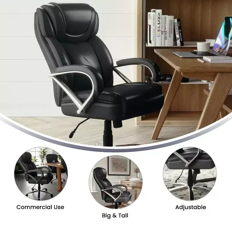 Flash Furniture HERCULES Series Big & Tall 500 lb. Rated LeatherSoft Executive Swivel Ergonomic Office Chair with Extra Wide Seat