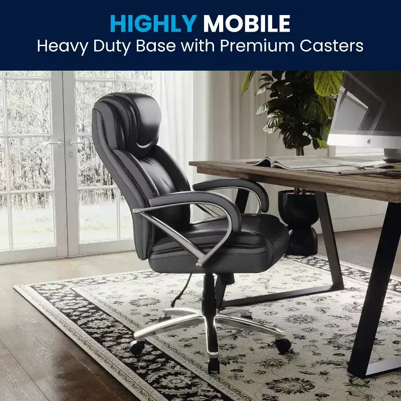 Flash Furniture HERCULES Series Big & Tall 500 lb. Rated LeatherSoft Executive Swivel Ergonomic Office Chair with Extra Wide Seat