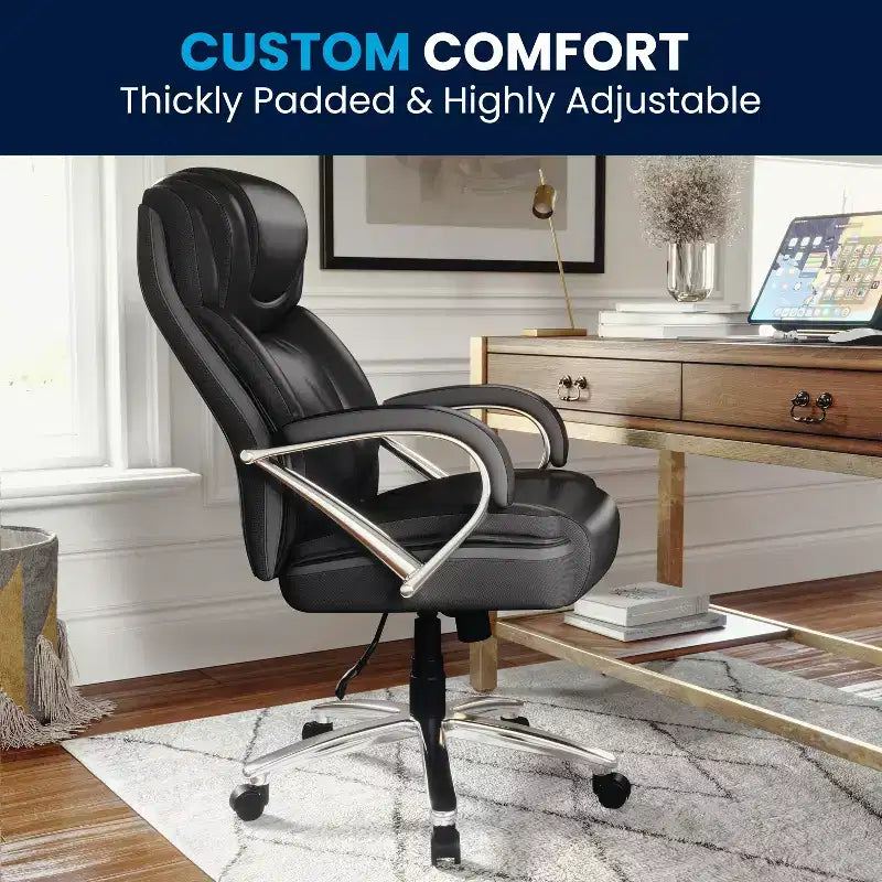 Flash Furniture HERCULES Series Big & Tall 500 lb. Rated LeatherSoft Executive Swivel Ergonomic Office Chair with Extra Wide Seat
