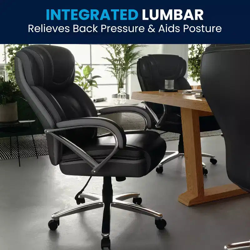 Flash Furniture HERCULES Series Big & Tall 500 lb. Rated LeatherSoft Executive Swivel Ergonomic Office Chair with Extra Wide Seat