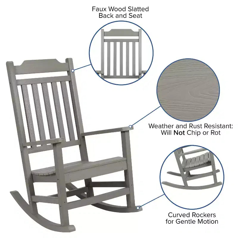 Sedia a dondolo Flash Furniture Winston in legno di resina sintetica per tutte le stagioni