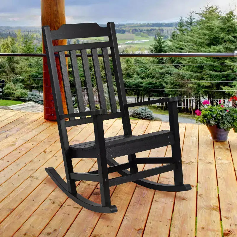 Sedia a dondolo Flash Furniture Winston in legno di resina sintetica per tutte le stagioni