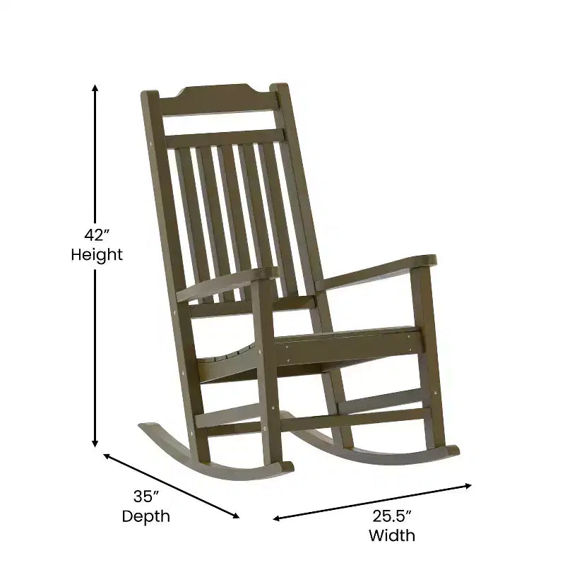 Sedia a dondolo Flash Furniture Winston in legno di resina sintetica per tutte le stagioni