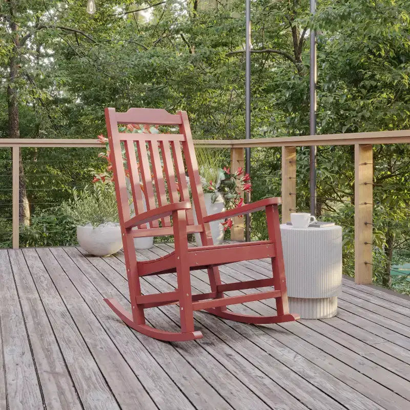 Sedia a dondolo Flash Furniture Winston in legno di resina sintetica per tutte le stagioni