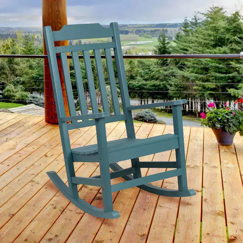 Sedia a dondolo Flash Furniture Winston in legno di resina sintetica per tutte le stagioni