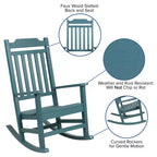 Sedia a dondolo Flash Furniture Winston in legno di resina sintetica per tutte le stagioni