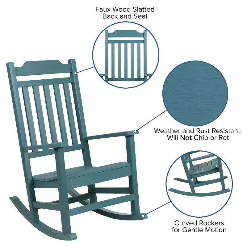 Sedia a dondolo Flash Furniture Winston in legno di resina sintetica per tutte le stagioni
