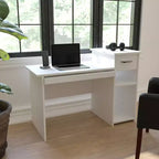 Emma and Oliver White Computer Desk with Shelves and Drawer