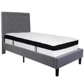 Emma and Oliver Panel Tufted Upholstered Platform Bed and Memory Foam Pocket Spring Mattress