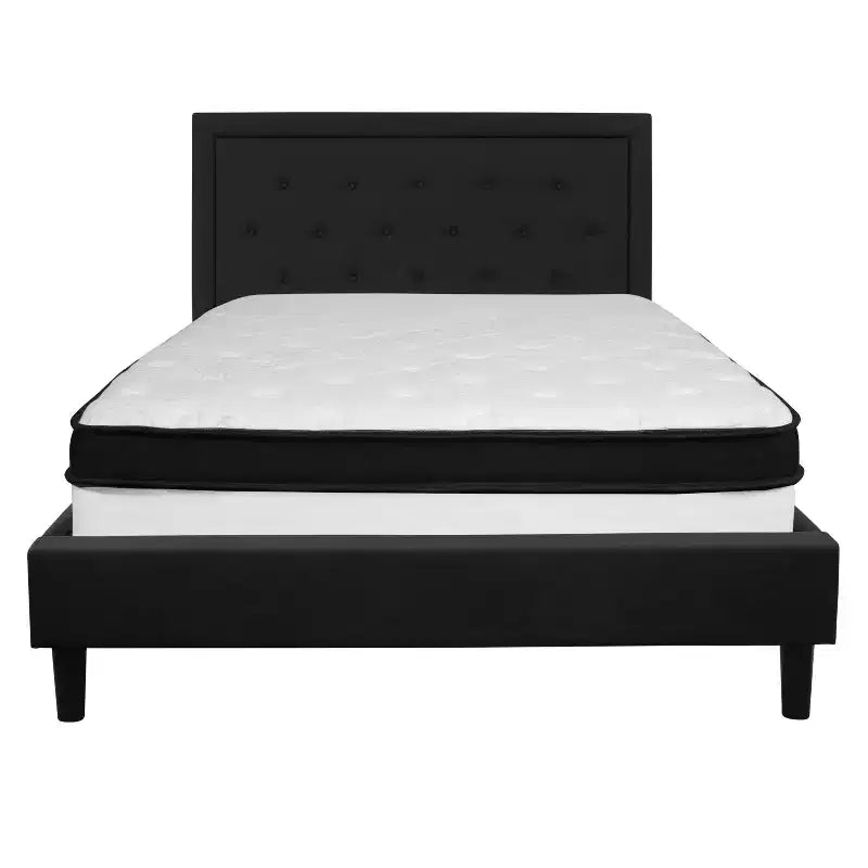 Letto imbottito con piattaforma trapuntata Emma e Oliver e materasso a molle insacchettate in memory foam