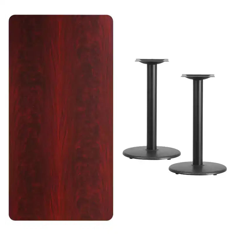 Tavolo rettangolare laminato Emma e Oliver 30x60 con 18 basi rotonde per tavolo