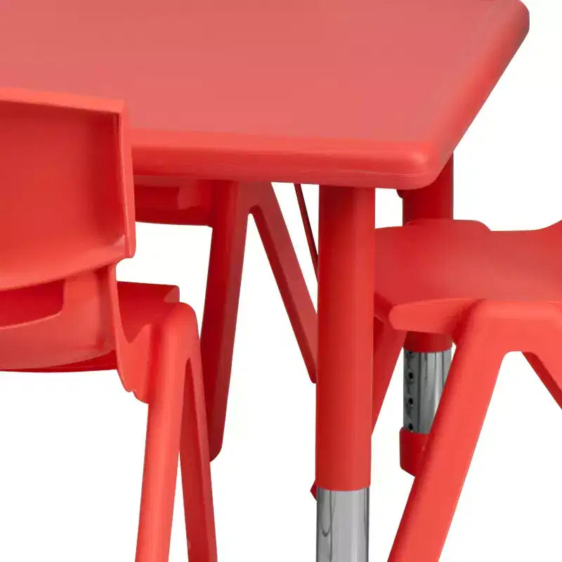 Tavolo attività regolabile in altezza rettangolare in plastica 24L x 48L Emma e Oliver con 6 sedie