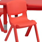 Tavolo attività regolabile in altezza rettangolare in plastica 24L x 48L Emma e Oliver con 6 sedie