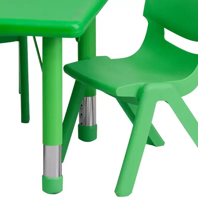 Tavolo attività regolabile in altezza rettangolare in plastica 24L x 48L Emma e Oliver con 6 sedie
