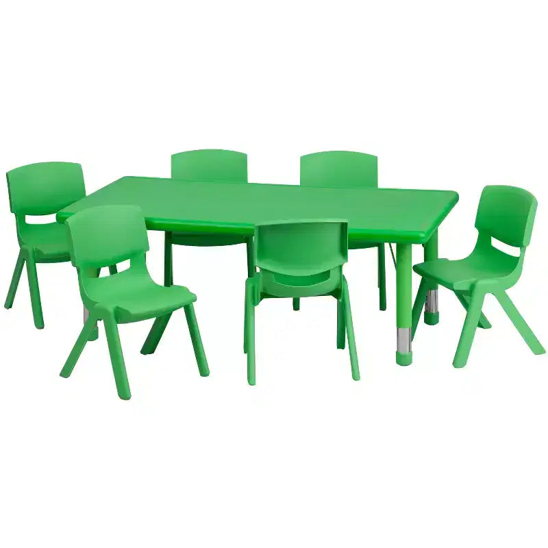 Tavolo attività regolabile in altezza rettangolare in plastica 24L x 48L Emma e Oliver con 6 sedie