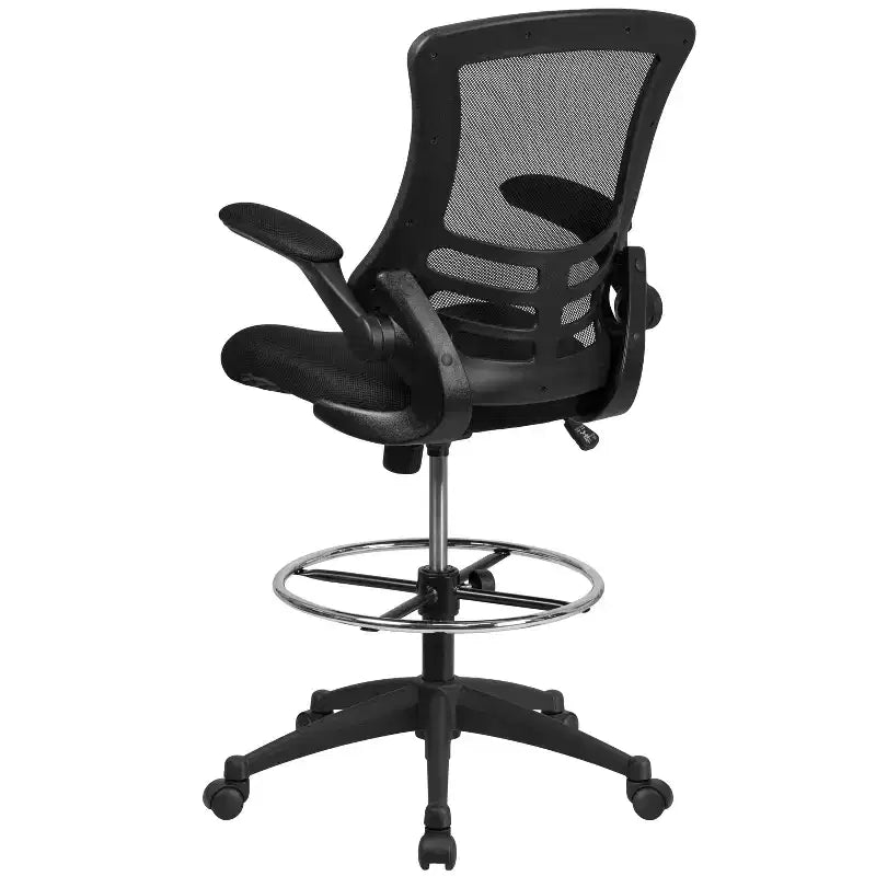 Sedia ergonomica Emma and Oliver Mid-Back in rete nera - Anello regolabile e braccioli ribaltabili