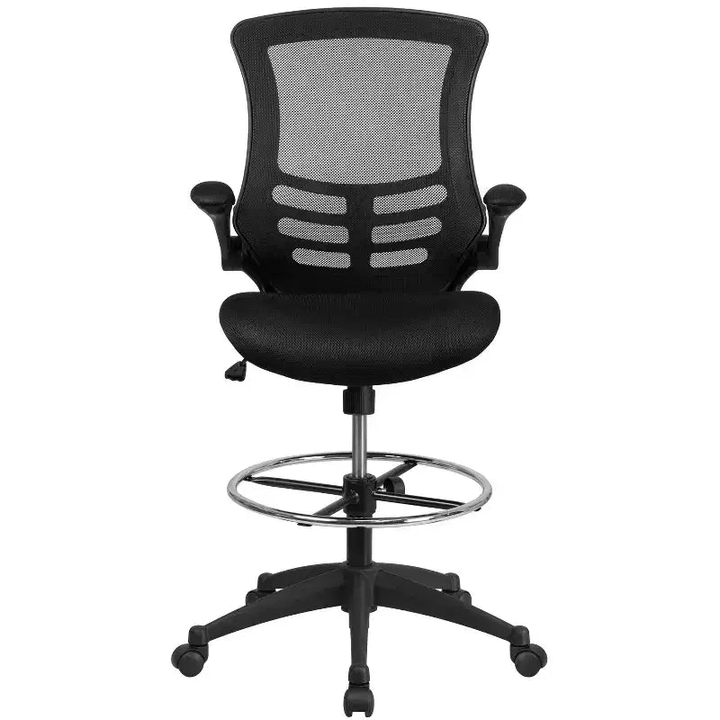Sedia ergonomica Emma and Oliver Mid-Back in rete nera - Anello regolabile e braccioli ribaltabili
