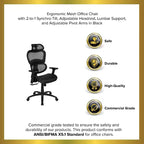 Emma and Oliver Ergonomic Mesh Office Chair-Synchro-Tilt, Headrest, Adjustable Pivot Arms
